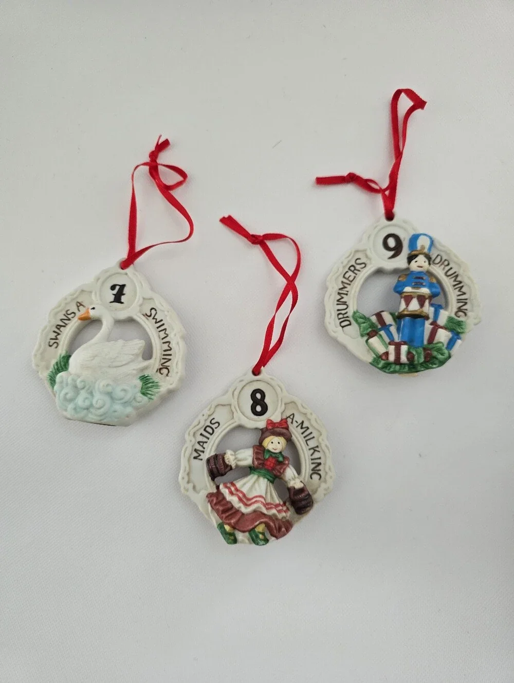 Vintage Breckenridge Holidays Twelve Days of Christmas Porcelain Ornament Set 12